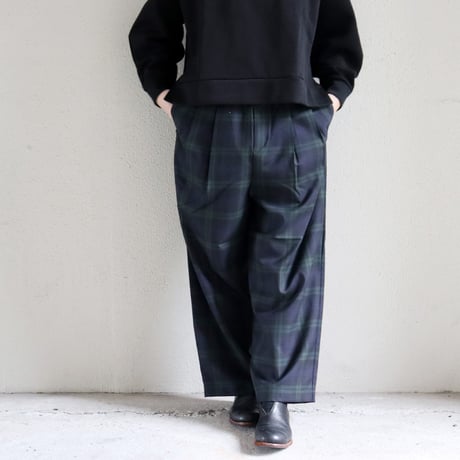 TRAVAIL MANUEL トラバイユマニュアル　ウールトロチェック2タックトラウザーズ　#ブラックウォッチ