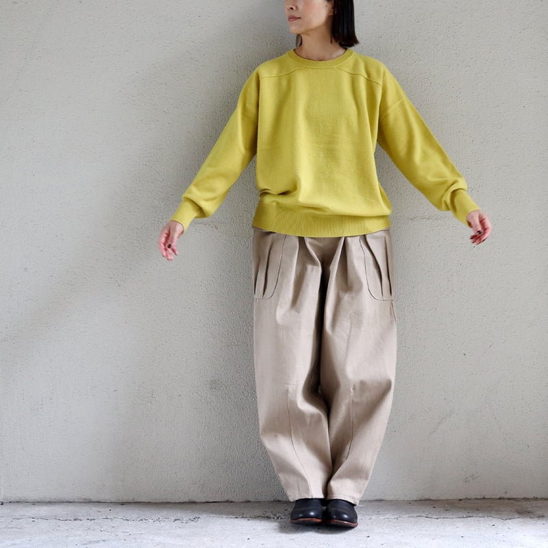 homspun ホームスパン ラム12Gクルーネックプルオーバー #イエロー