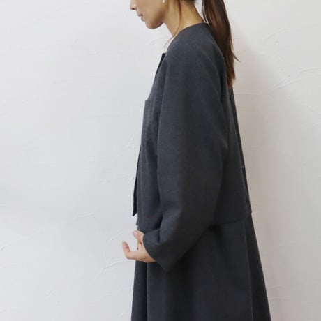 **再入荷** Linenya リネンヤ　ウール起毛ジャケット　#グレー　【送料無料】
