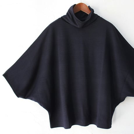**再入荷**Linenya リネンヤ　ウール天竺ハイネックドルマンベスト　#ネイビー　【送料無料】