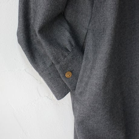atelier naruse アトリエナルセ　wool saxony long shirt　ウールサキソニーロングシャツ　#グレイ、ブラック　【送料無料】
