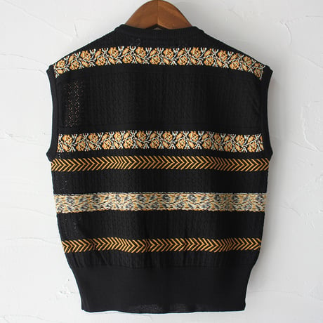 ASEEDONCLOUD アシードンクラウド　Flower Jacquard Knit Vest #オフ白、ブラック　【送料無料】
