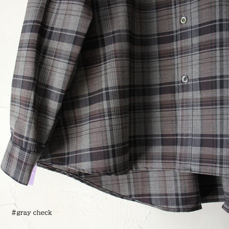 TRAVAIL MANUEL トロチェックバンドカラー長袖シャツ　#ネイビー、グレー　【送料無料】