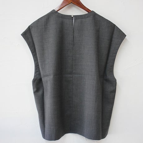 **またまた再入荷** homspun ホームスパン　ウールトロピカルクロスノースリーブブラウス　#チャコール、ネイビー　【送料無料】