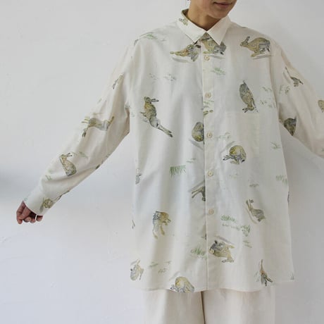 ASEEDONCLOUD アシードンクラウド Study of wild rabbit Map shirts  #ナチュラル　【送料無料】