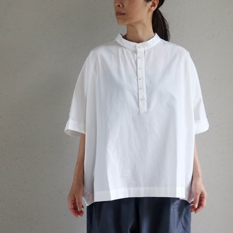 **またまた再入荷** LinenYa リネンヤ　ギザコットンｘスーピマコットンヘンリーネックブラウス