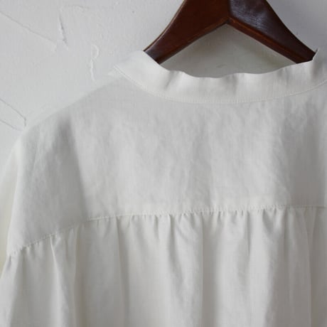 **再入荷** Linenya リネンヤ　リネンバンドカラーシャツ　#ホワイト、アイボリー、グレー、ブラック
