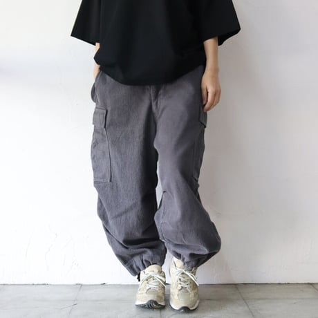 FUNSET OF ART ファンセットオブアート　コットンリネン刺し子バルーンカーゴパンツ　#grey 【送料無料】