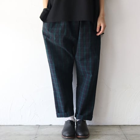 **サイズ欠け再入荷** TRAVAIL MANUEL トラバイユマニュアル　C/Lチェックワッシャーフルサドルパンツ　【送料無料】