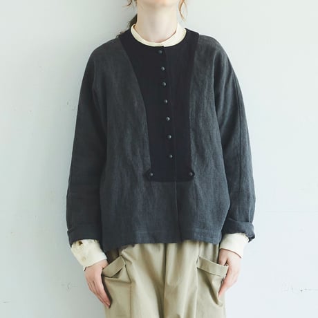 MAGALI マガリ　ブラッシュドベルギーリネンカーディガン　#ホワイト、ベージュ、チャコール