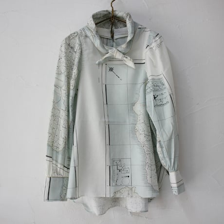ASEEDONCLOUD アシードンクラウド　Hiraeth map print Zephyros scarf tunic #Pale blue 【送料無料】