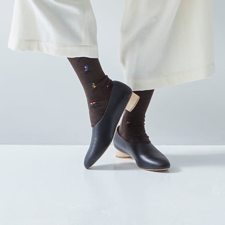 atelier naruse アトリエナルセ　コットンウール～冬の朝～着圧ソックス　#グレイ、ブラウン