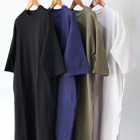 LinenYa リネンヤ　 Tシャツワンピース　#ブラック、ネイビー、カーキ、エクリュ　【送料無料】