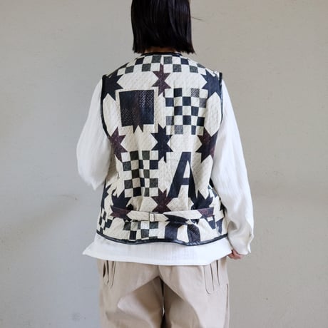 ASEEDONCLOUD アシードンクラウド　Map quilt print Reversible uniform vest #off white 【送料無料】