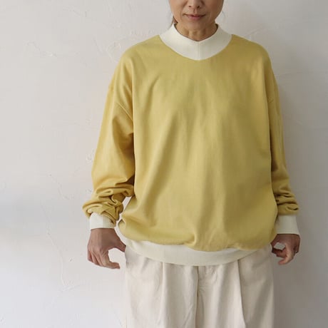 amne アンヌ　フレンチテリーVモックプルオーバー FRENCH TERRY v_mock  #イエロー、ネイビー　【送料無料】