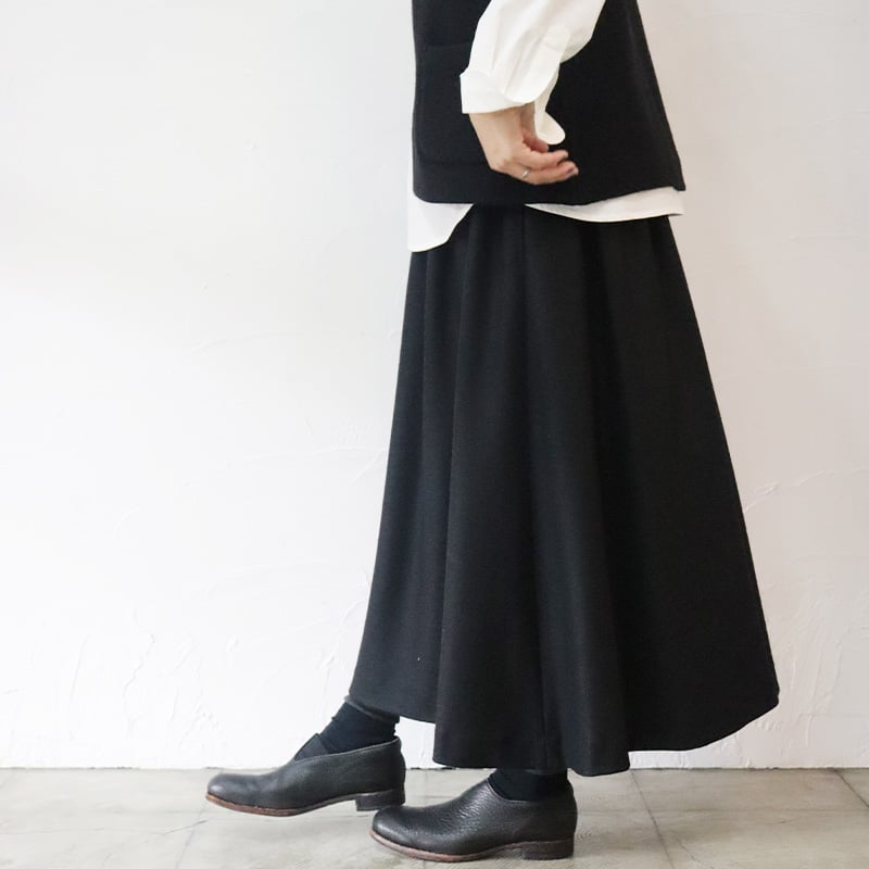 atelier naruse アトリエナルセ wool jersey gathered skirt ウールジャージーギャザースカート #ブラック
