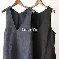 **またまたまた再入荷** LinenYa リネンヤ　リネンジャンパースカート　#ネイビー、ブラック　【送料無料】