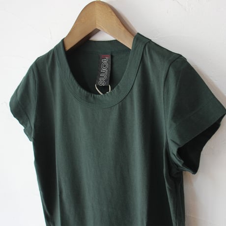 **2025春夏分到着**homspun ホームスパン　30/1天竺フレンチTシャツ　#サラシ、サックス、ダークグリーン、ブラック