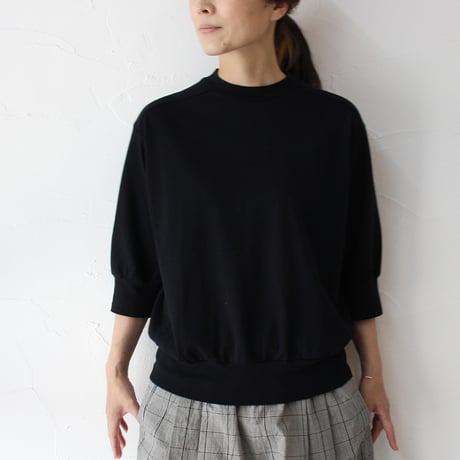 **再入荷** homspun ホームスパン　40/2天竺6分袖プルオーバー　#サラシ、アイスブルー、グレープ、ブラック、キナリ