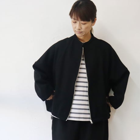 **またまたブラック再入荷** maomade マオメイド　カシミアブレンドやわらかライトメルトンジップジャケット　#ネイビー、ブラック