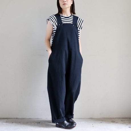 **杢グレイのみ再入荷** atelier naruse アトリエナルセ　コットンリネンスラブオーバーオール　cotton linen slab overalls-pants