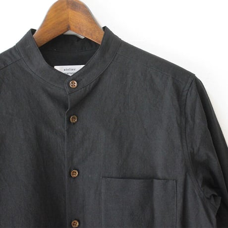 **再入荷** atelier naruse アトリエナルセ　コットンバンドカラーシャツ　#ホワイト、ブラック　【送料】