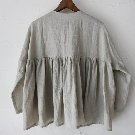 **再入荷** LinenYa リネンヤ　リネンバックギャザーブラウス　#ホワイト、ライトグレー、ブラック