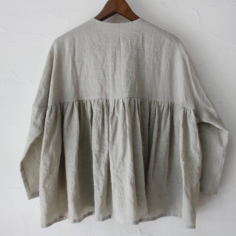 再入荷** LinenYa リネンヤ リネンバックギャザーブラウス #ホワイト