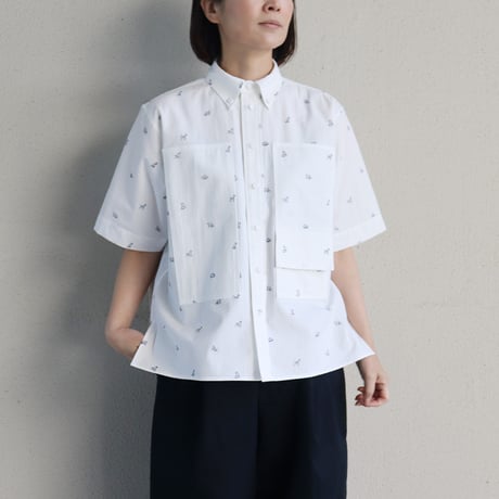 ASEEDONCLOUD アシードンクラウド companion dog print shokuonshitsu workshirts #off white