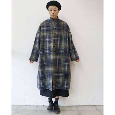 atelier naruse アトリエナルセ　タータンチェックツィードコクーンコート｜tartan check tweed cocoon coat
