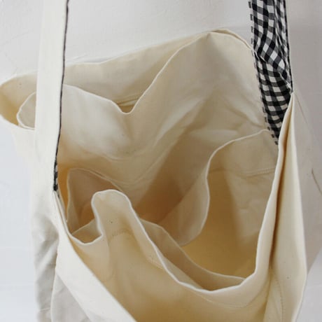 homspun ホームスパン　コットンショルダーBAG（大）　#生成り、パープルネイビー
