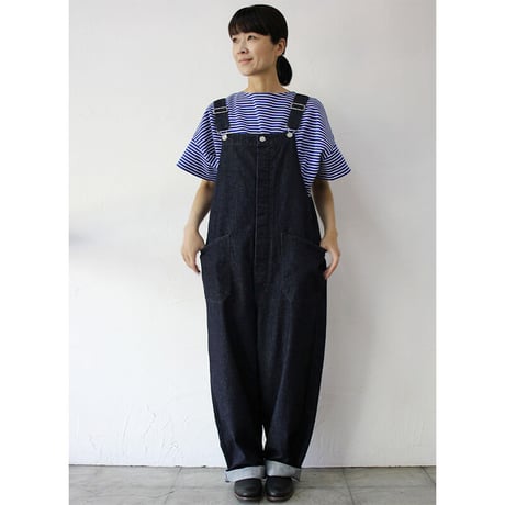 **再入荷** sasanqua by trees サザンカバイツリーズ　10ozカツラギデニムワークオール　#インディゴ、アイボリー