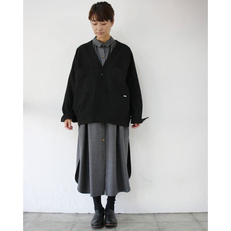 amne アンヌ　DRAPEY cardigan #チャコール、ブラック　【送料無料】
