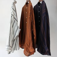 ARTE POVERA アルテポーヴェラ　リネンストライプスタンドシャツ　#白、レンガ、ネイビー　【送料無料】