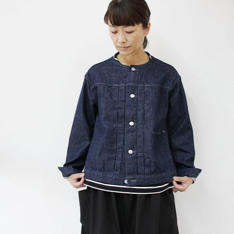 **再入荷** atelier naruse アトリエナルセ cotton denim no collar jacket コットンデニム ノーカラージャケット #インディゴ、生成り