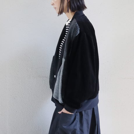 ARTE POVERA アルテポーヴェラ　ウールMIXパッチワークカーディガン　#ブラック