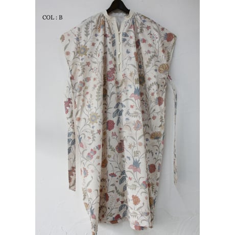 ASEEDONCLOUD アシードンクラウド　Antique flower print Jiyusou smock dress #ナチュラル【送料無料】