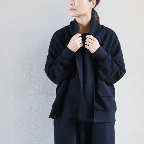 MAGALI マガリ　コットンウールニット・ショールカーディガン　#ブラック、杢グレー、杢ベージュ