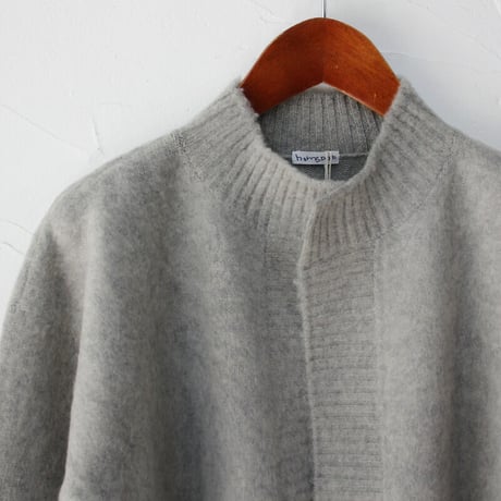 homspun ホームスパン　縮絨起毛ウールショートカーデ　#TOPグレー、ブラック