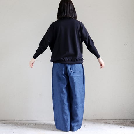 MAGALI マガリ　インディゴリネンロングパンツ　#ネイビー　【送料無料】
