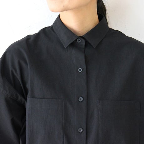 **再入荷** LinenYa リネンヤ　コットンブロードスモールカラーブラウス(ショート）　#ホワイト、ブラック