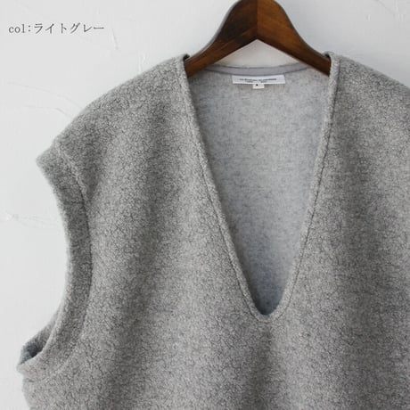 ARTE POVERA アルテポーヴェラ　リサイクルウールパイルベスト　#生成りベージュ、ライトグレー