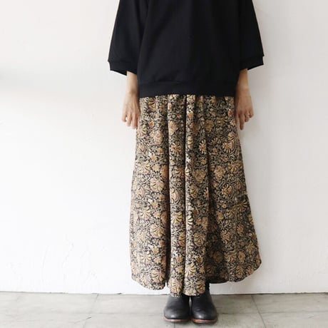 ARTE POVERA アルテポーヴェラ　インド草木染めハンドプリントロングギャザリングパンツ　【送料無料】