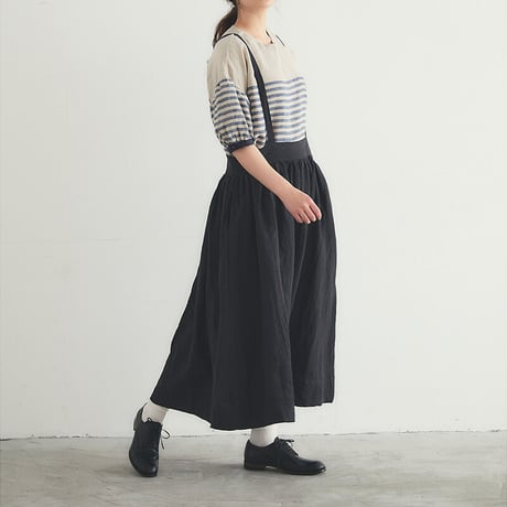MAGALI マガリ　ベルギーリネンサスペンダースカート　#ブラック