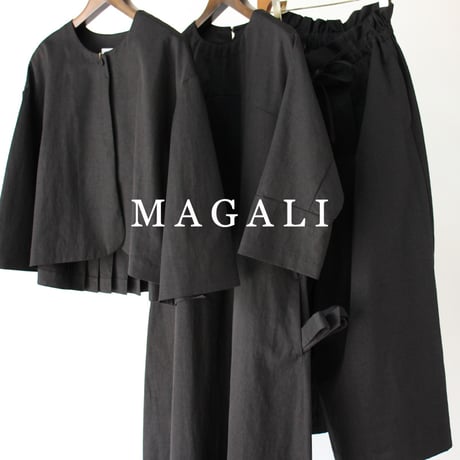 MAGALI マガリ　コットンリネンツイルバックボタン・ワンピース　#ブラック　【送料無料】