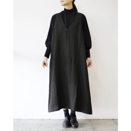 **またまたまた再入荷** LinenYa リネンヤ　リネンジャンパースカート　#ネイビー、ブラック　【送料無料】