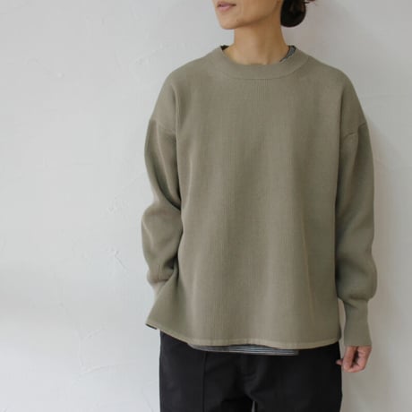 homspun ホームスパン　スーピマコットン畦編みプルオーバーセーター　#ライトカーキ、ネイビー