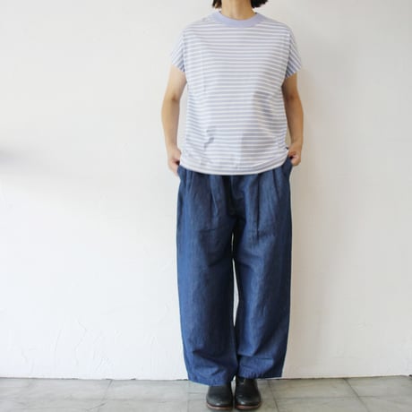 TRAVAIL MANUEL トラバイユマニュアル　綿麻デニムバームパンツ　#ライトインディゴ、インディゴ