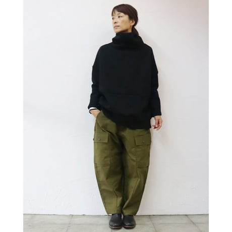 sasanqua by trees サザンカバイツリーズ　ミリタリーキャンバスセンターシームボリュームカーゴパンツ(AN-190)　＃オリーブ、ブラック