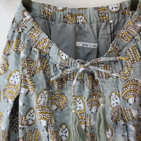 LILOU+LILY　Hedgehog  Tuck Skirt　ハリネズミタックスカート　#グレー、グリーン、パープル
